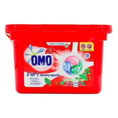 2 x OMO 3-In-1 Fresh Eucalyptus Laundry Capsules 15 Pack - 225g