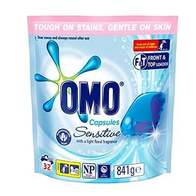 3 x Omo Sensitive Laundry Detergent Liquid Capsules Front & Top Loader (20 Pack)