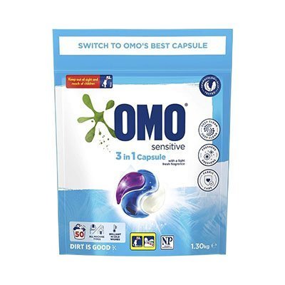 OMO Sensitive 3 in 1 Capsule - 50 Pack - 1.3kg