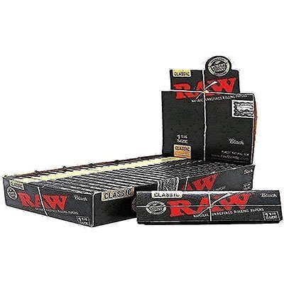 Raw Rolling Papers Classic Black 1-1/4 24-ct